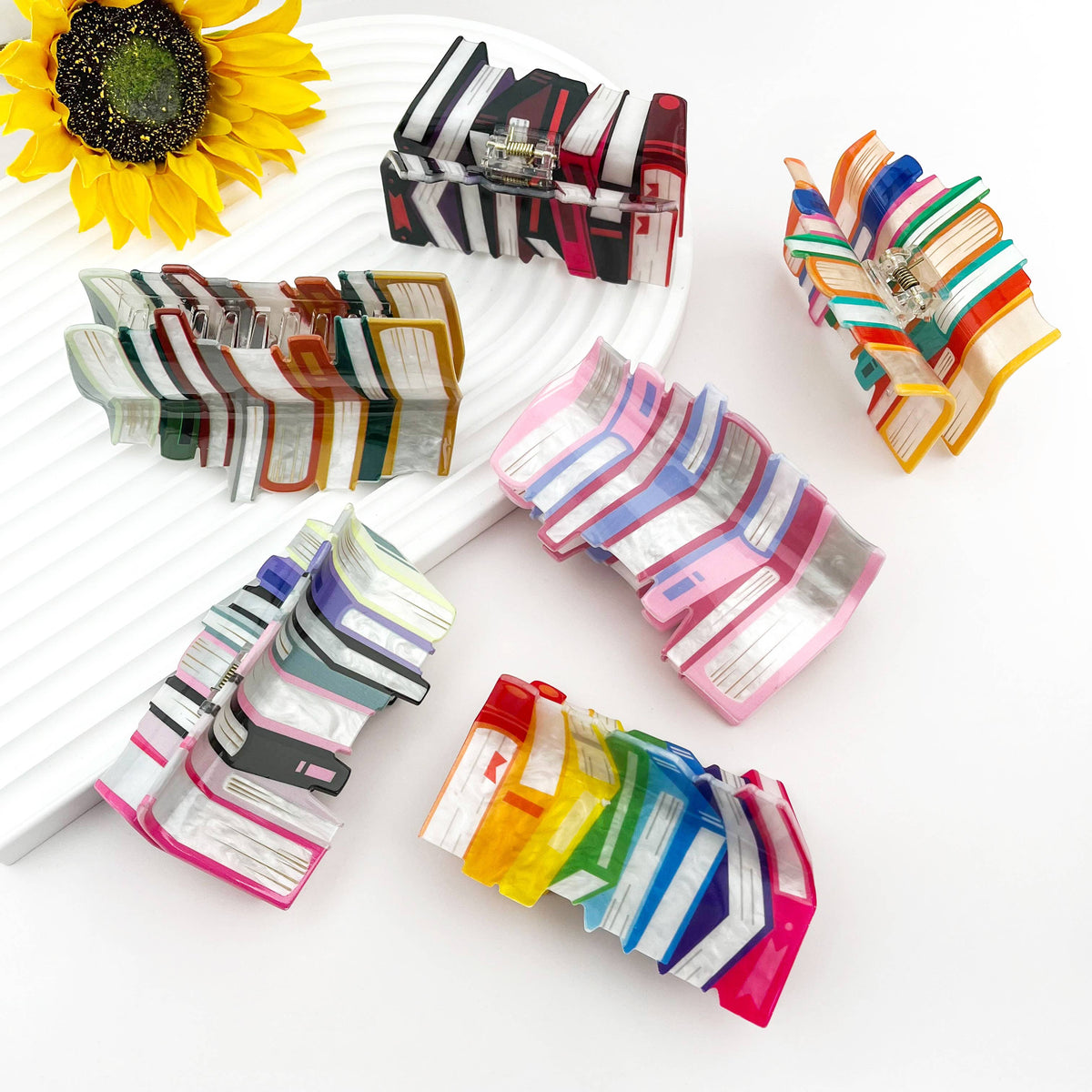 Large Book Stack Print Hair Claw Clip for Book Lovers