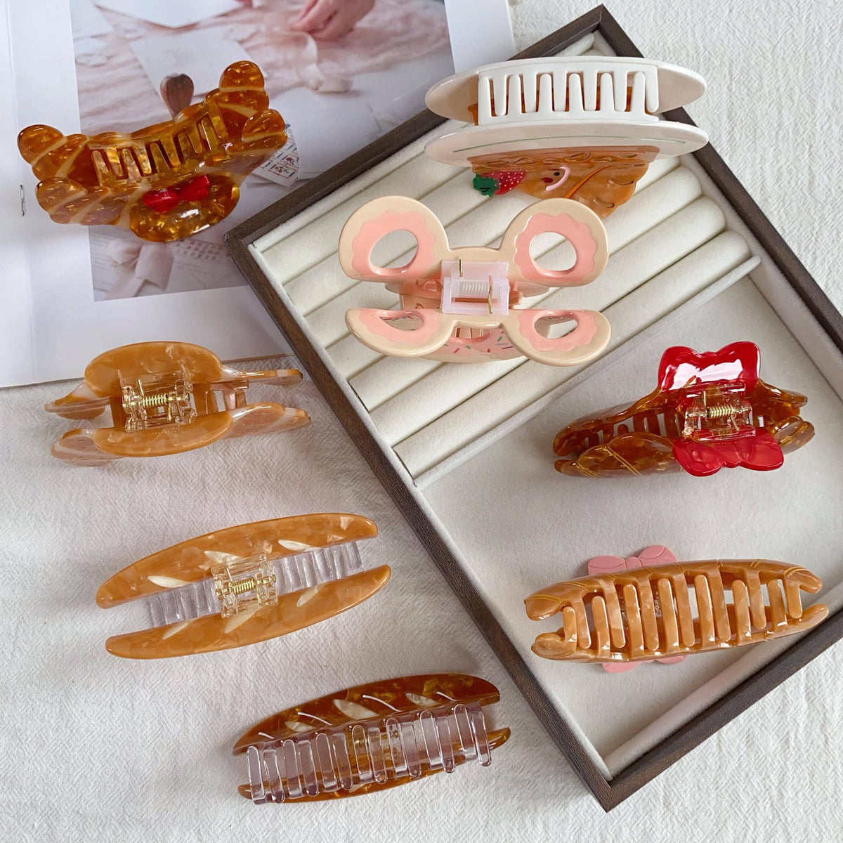 Bakery Croissant Acetate Hair Claw Clip