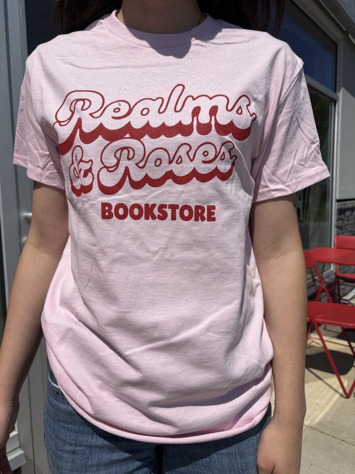 Realms and Roses Branded Monochrome T-Shirt (Pink)