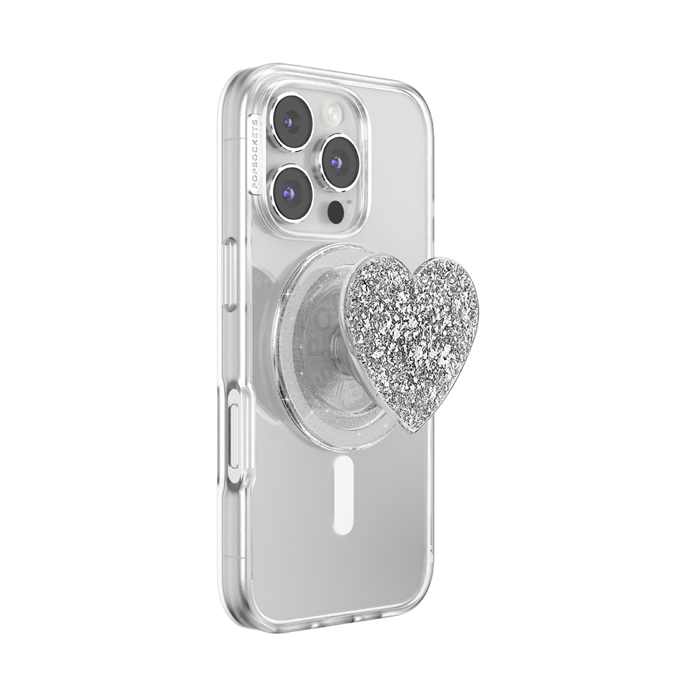 PopSockets MagSafe Confetti Heart Silver Sizzle
