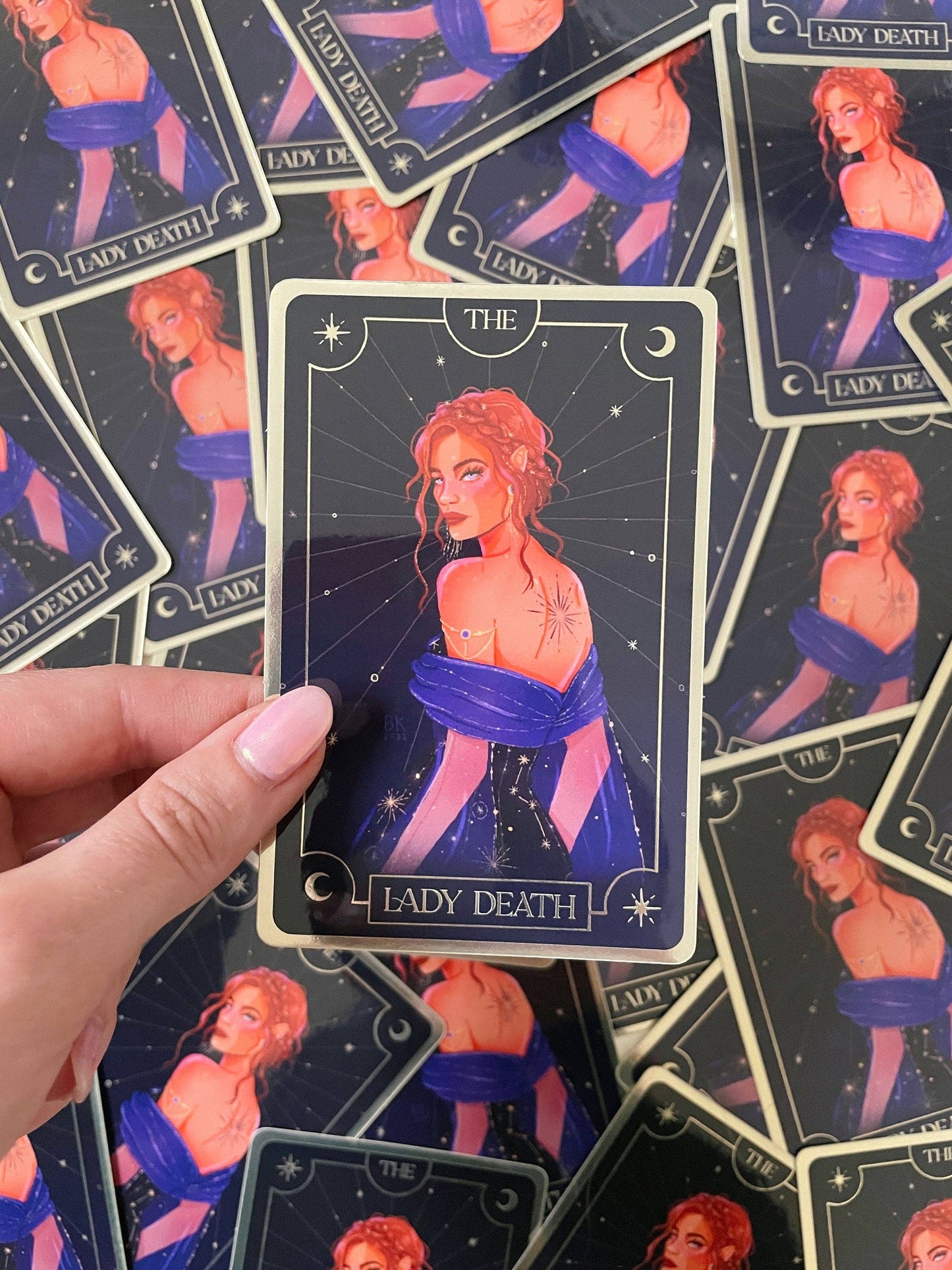 Lady Death - Nesta Tarot Card (Gold Foiled Vinyl Sticker)