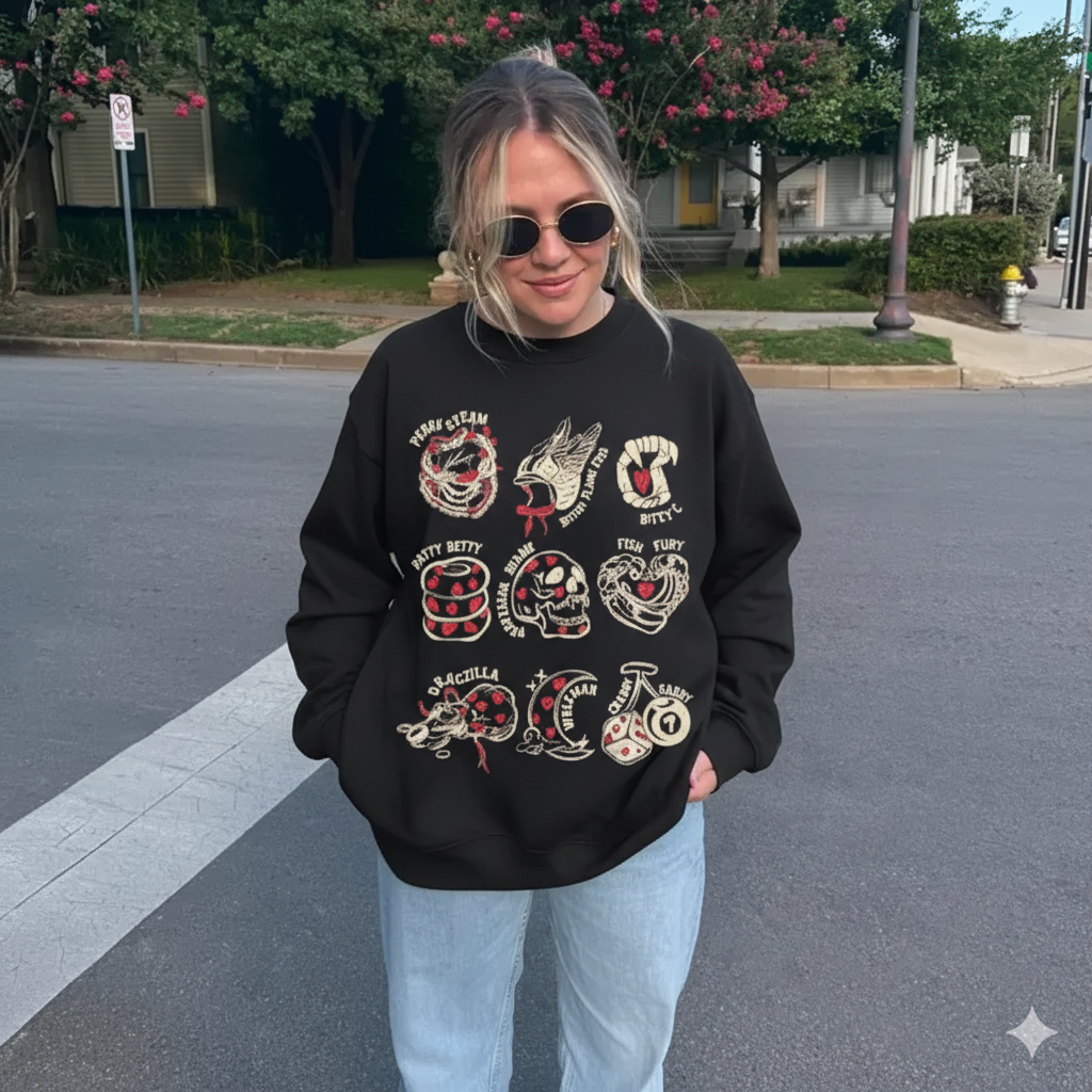 Zodiac Academy Characters Nickname - Crew Neck Sweater (Black)