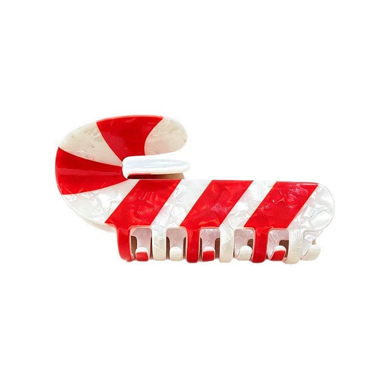 Christmas Tree and Candy Cane Hair Claw Clip