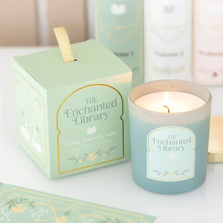 The Enchanted Library Leather, Patchouli & Amber Candle