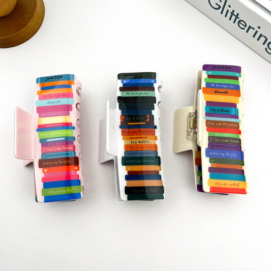Colorful Stacked Books - Hair Claw Clips