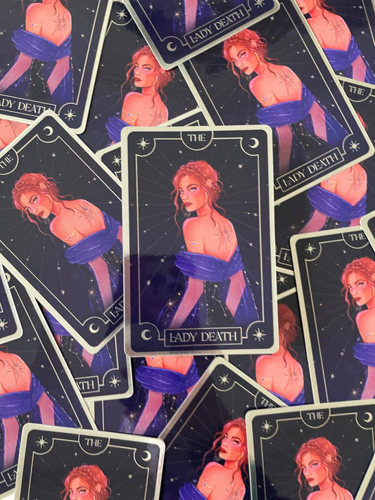 Lady Death - Nesta Tarot Card (Gold Foiled Vinyl Sticker)