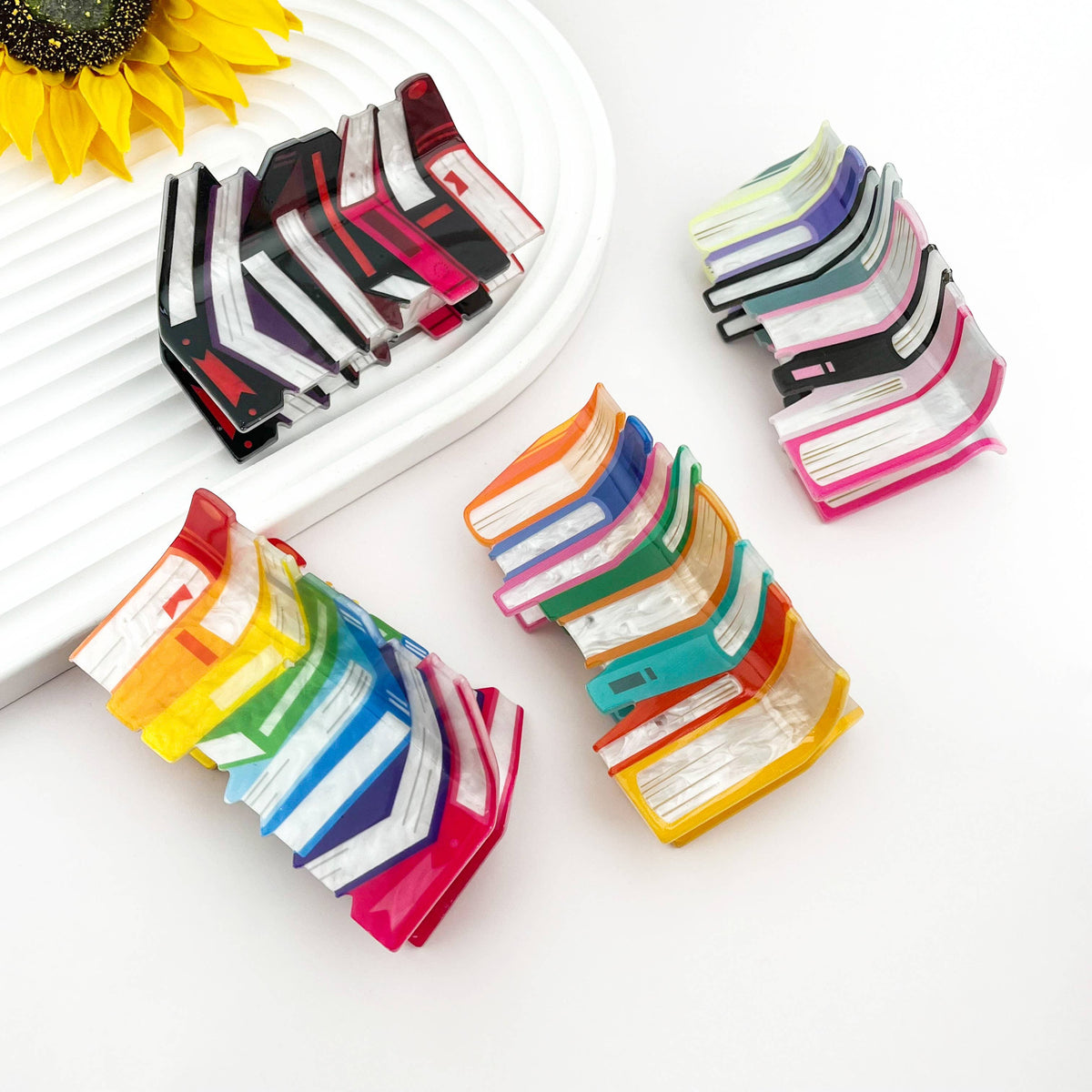 Large Book Stack Print Hair Claw Clip for Book Lovers