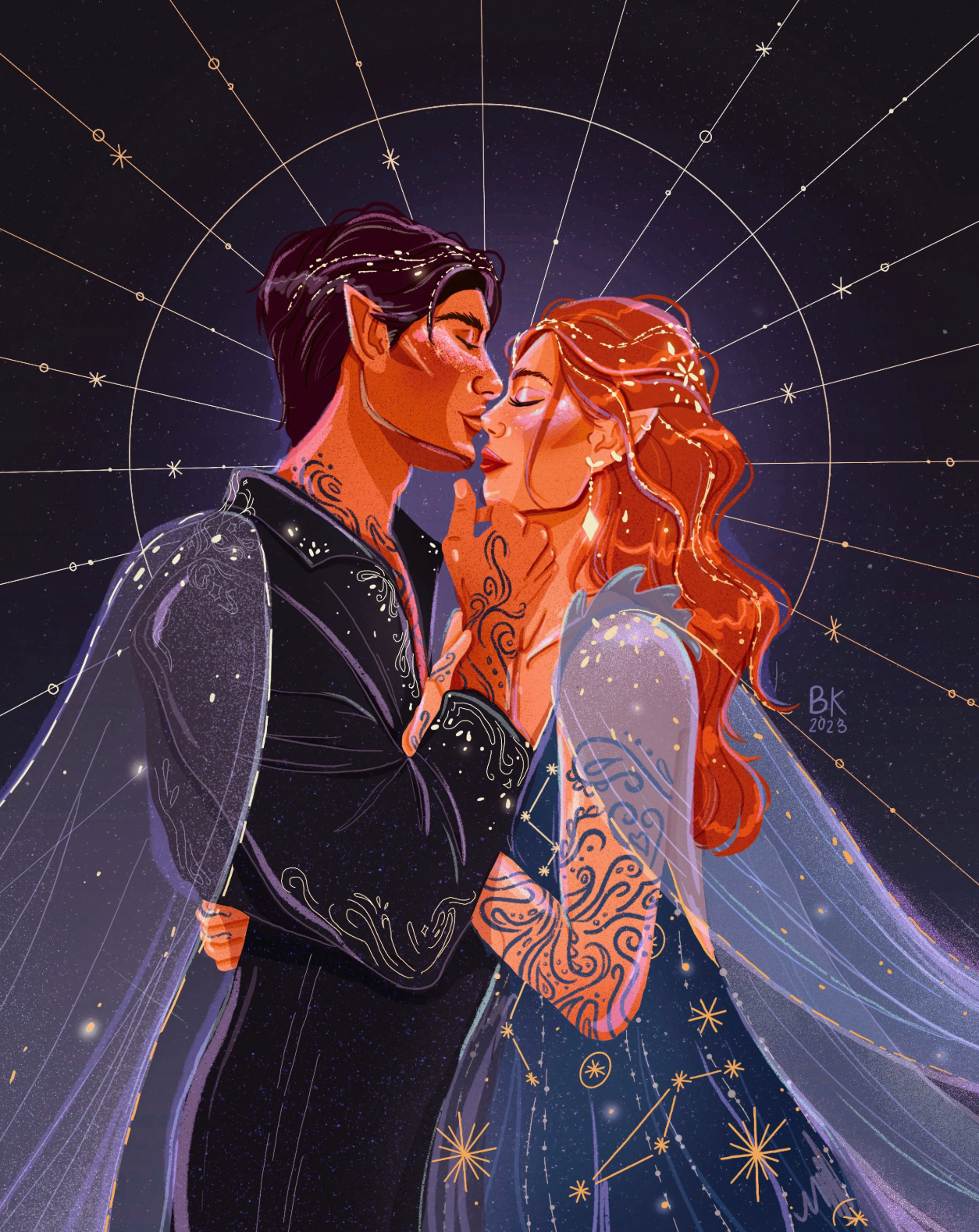 Feyre & Rhys - Gold Foil - ACOTAR Inspired (Art Print)
