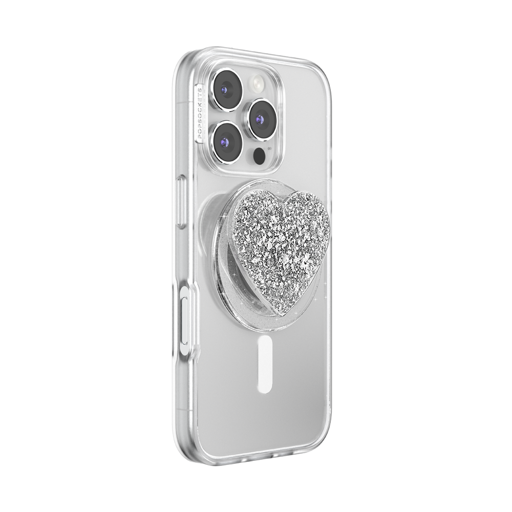 PopSockets MagSafe Confetti Heart Silver Sizzle