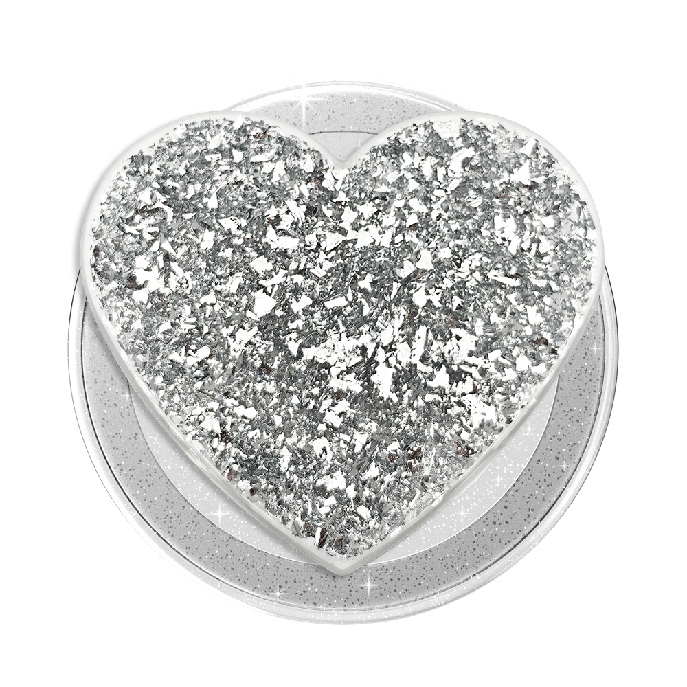 PopSockets MagSafe Confetti Heart Silver Sizzle
