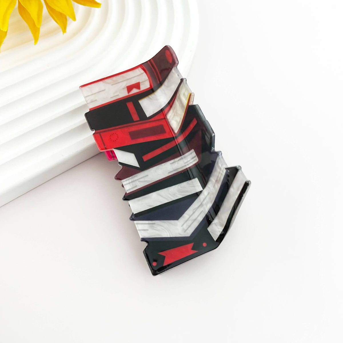 Large Book Stack Print Hair Claw Clip for Book Lovers