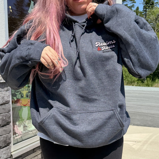 Realms and Roses Embroidered Hoodie (Grey)