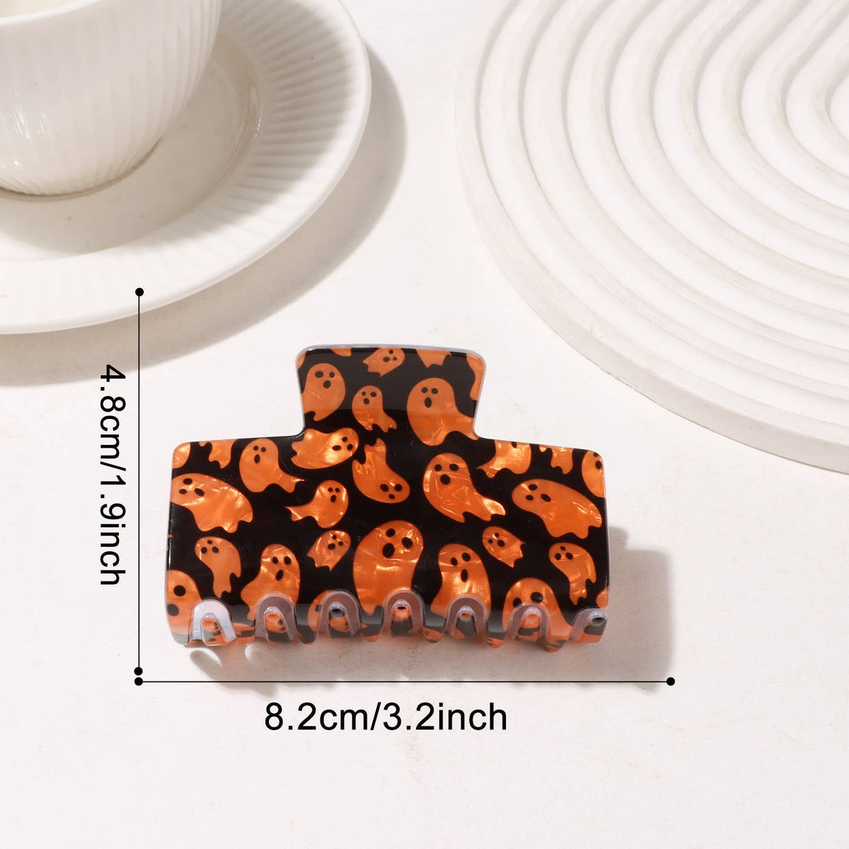 Halloween Ghost Spider Skull Print Hair Claw Clip
