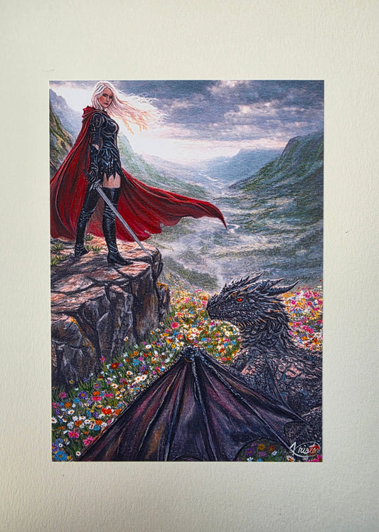 The Witch, the Wyvern and the Flowers - Throne of Glass Inspired (Art Print)