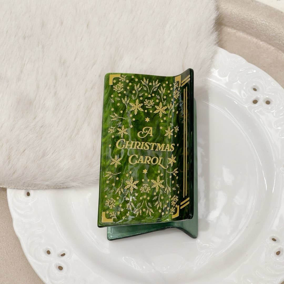 Christmas Book Acrylic Hair Claw Clip | Holiday Style