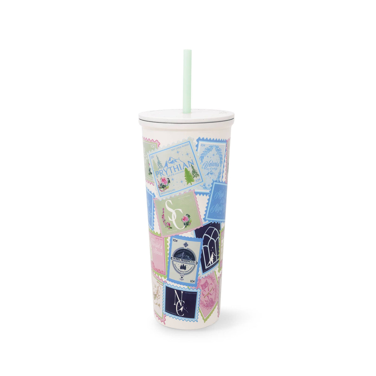 ACOTAR Officially Licensed Stainless Steel Tumbler with Straw, Spring Court/Night Court