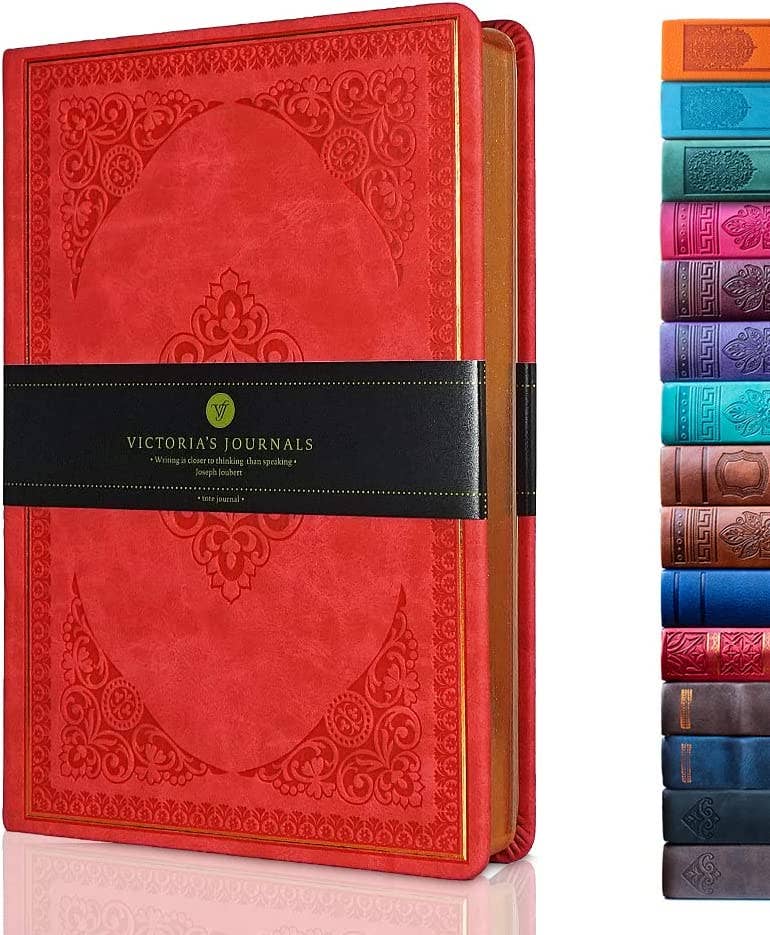 Victoria's Journals Antique Style Journal (Hard Cover) (Red)