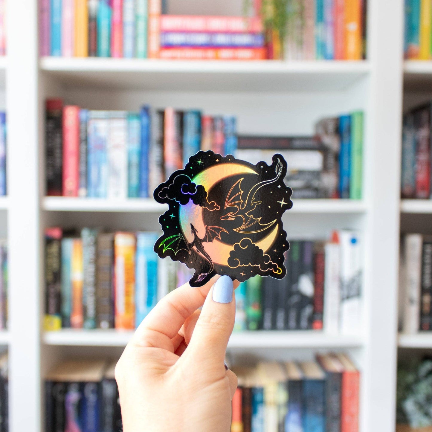 Moon and Dragons (Holographic Vinyl Sticker)