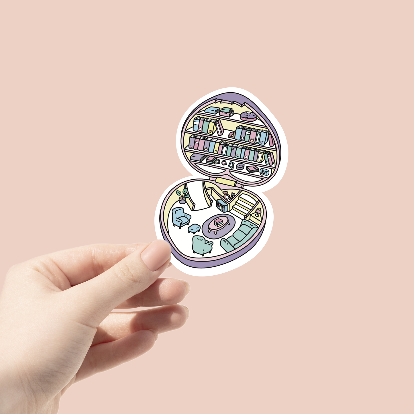 Pocket Library - Polly Pocket Inspired (Matte Vinyl Sticker)