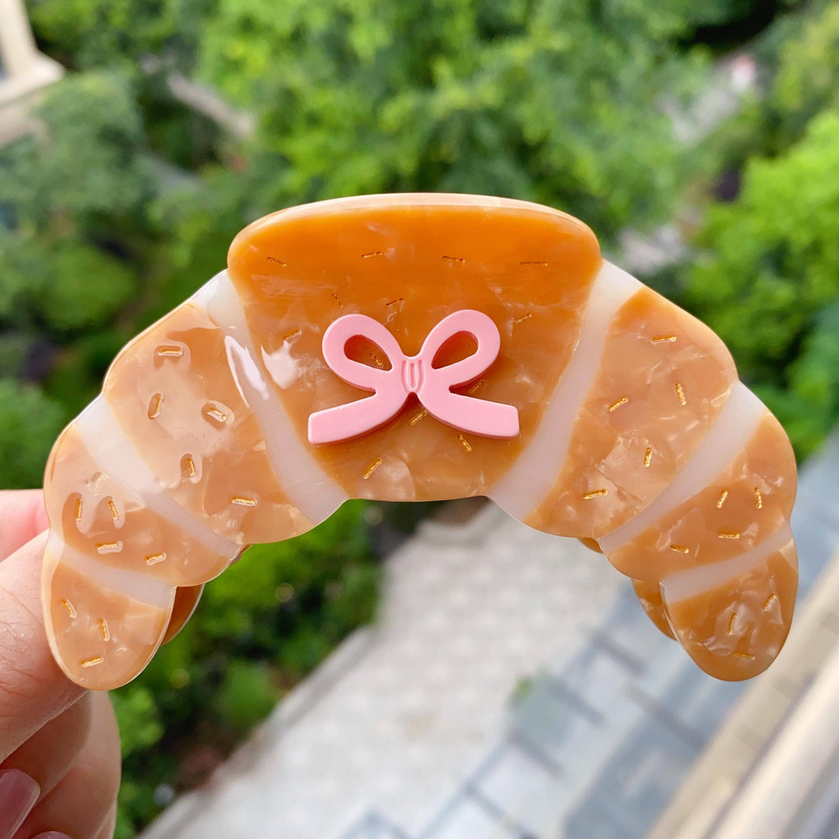Bakery Croissant Acetate Hair Claw Clip