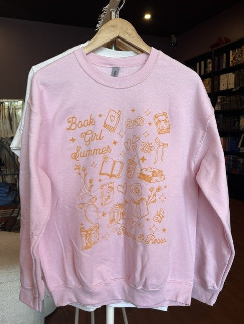 Book Girl Summer with Realms and Roses Mention Crewneck