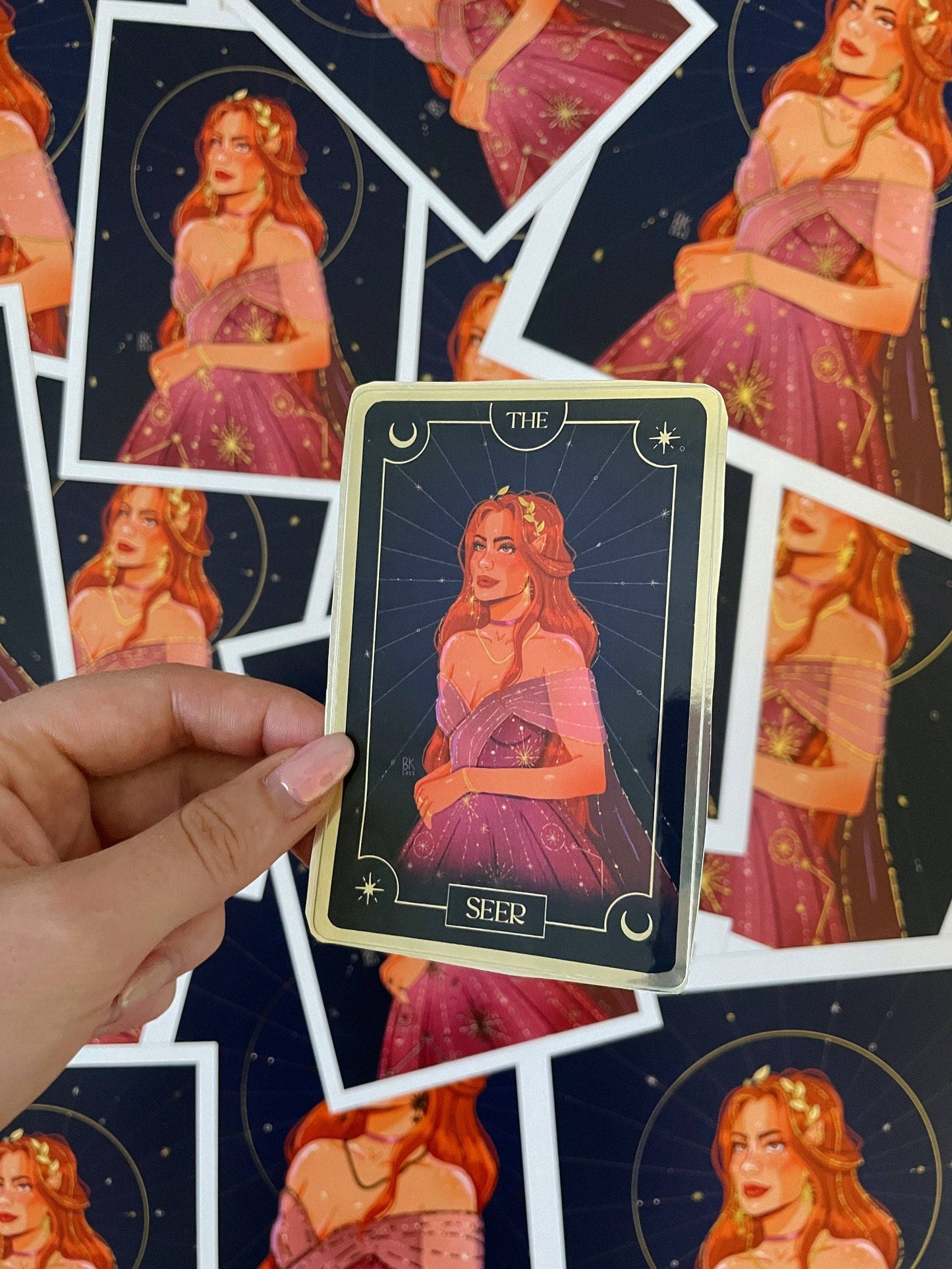 The Seer - Elain Tarot Card (Gold Foiled Vinyl Sticker)