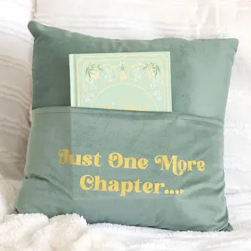Just One More Chapter Pillow with Book Pocket