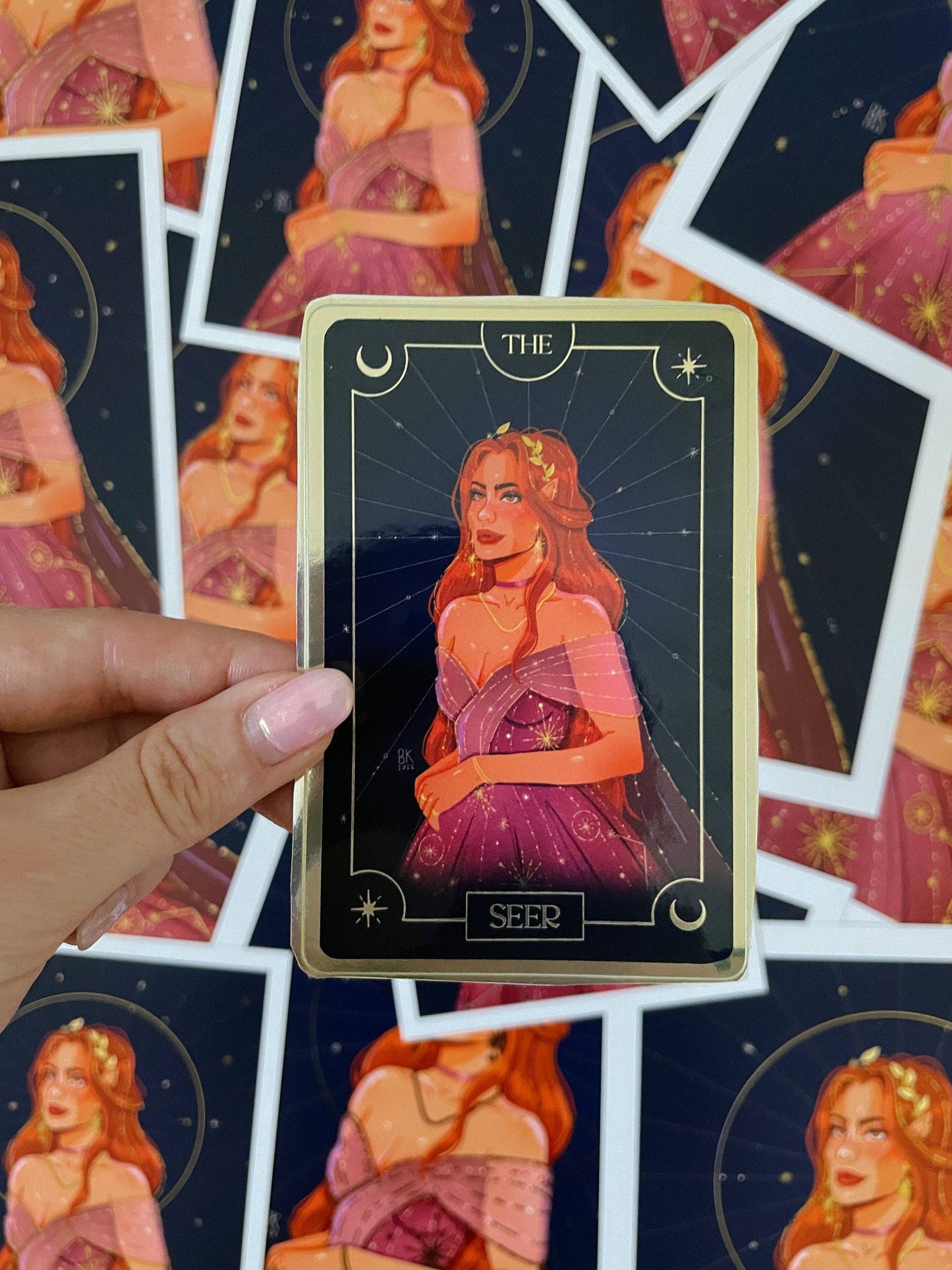 The Seer - Elain Tarot Card (Gold Foiled Vinyl Sticker)