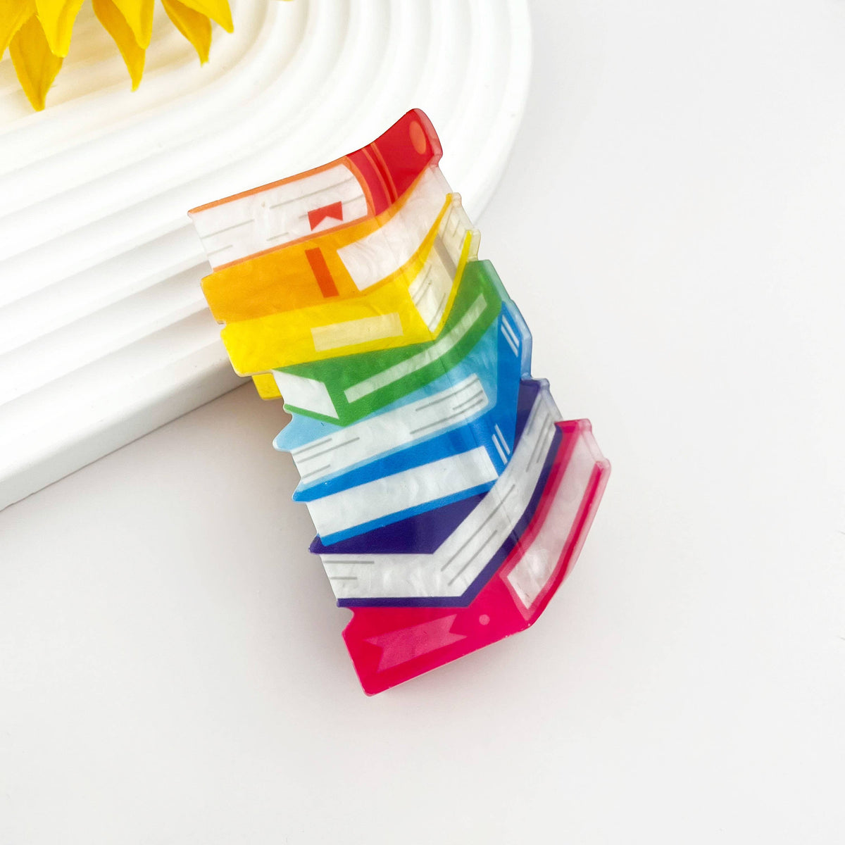 Large Book Stack Print Hair Claw Clip for Book Lovers