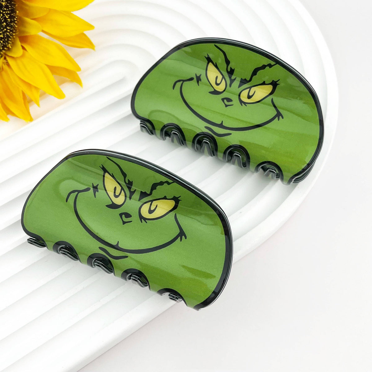 Christmas Green Monster Holiday Print Hair Claw Clip