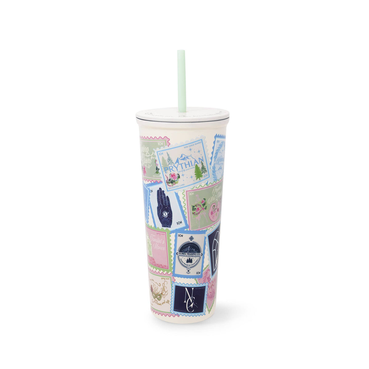 ACOTAR Officially Licensed Stainless Steel Tumbler with Straw, Spring Court/Night Court