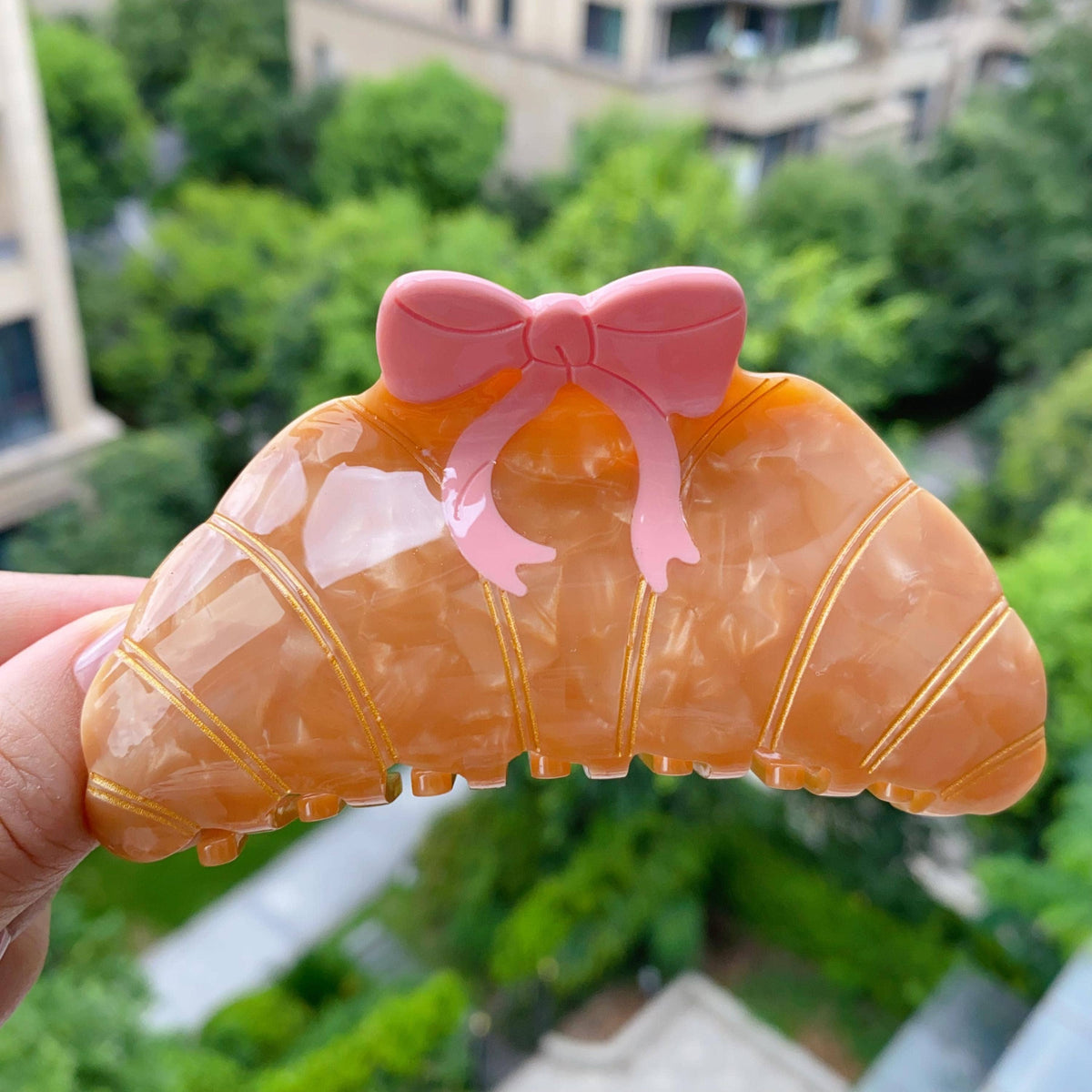 Bakery Croissant Acetate Hair Claw Clip