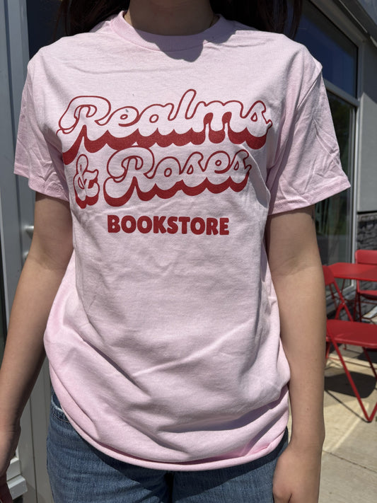 Realms and Roses Branded Monochrome T-Shirt (Pink)