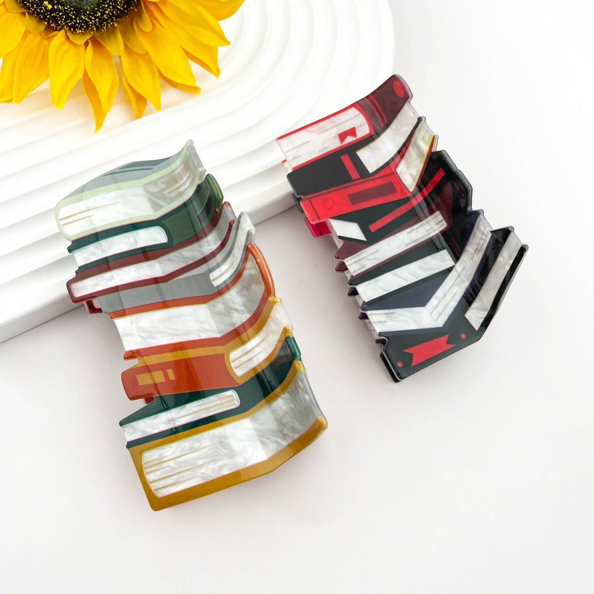 Large Book Stack Print Hair Claw Clip for Book Lovers