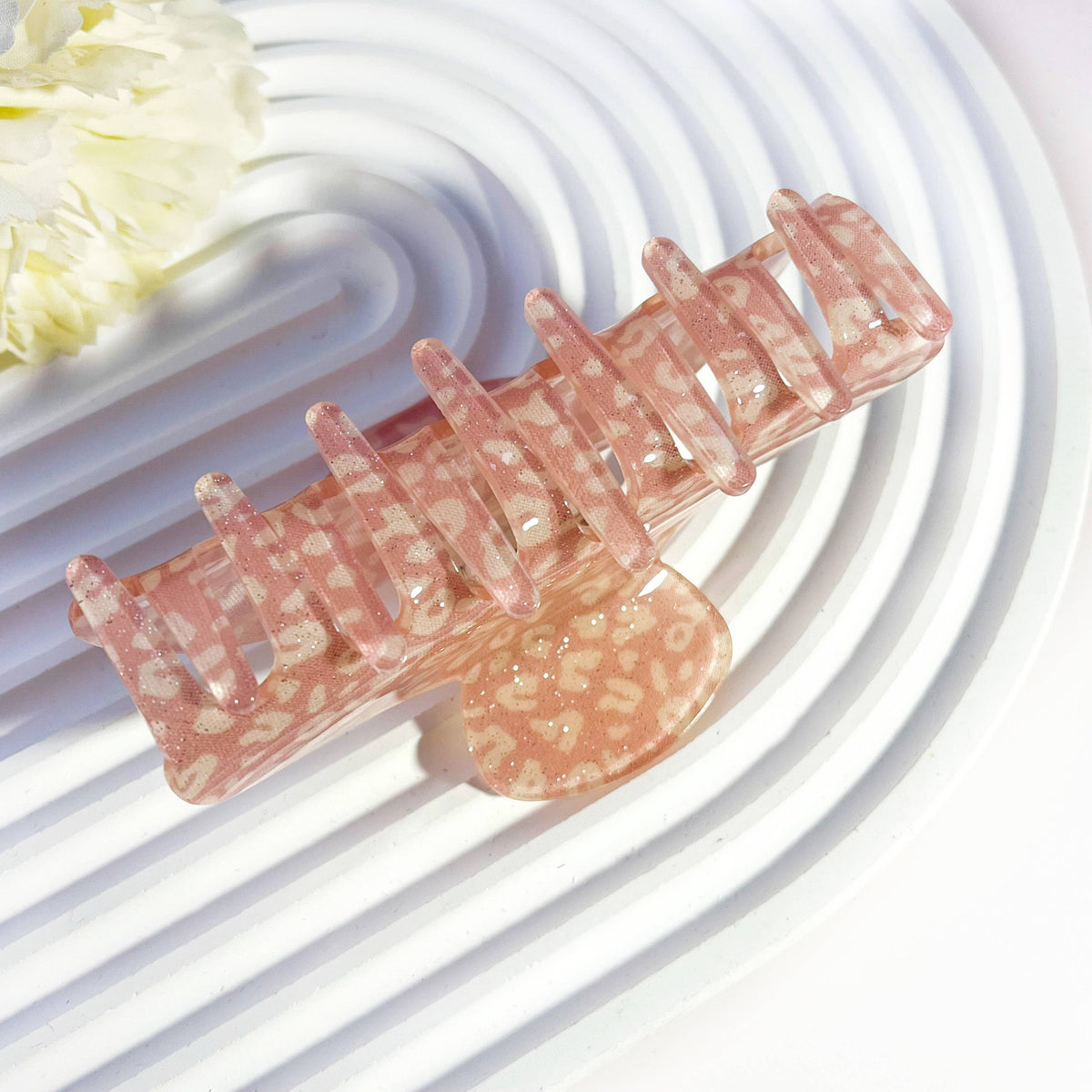 Glitter Leopard Print Acrylic Hair Claw Clip