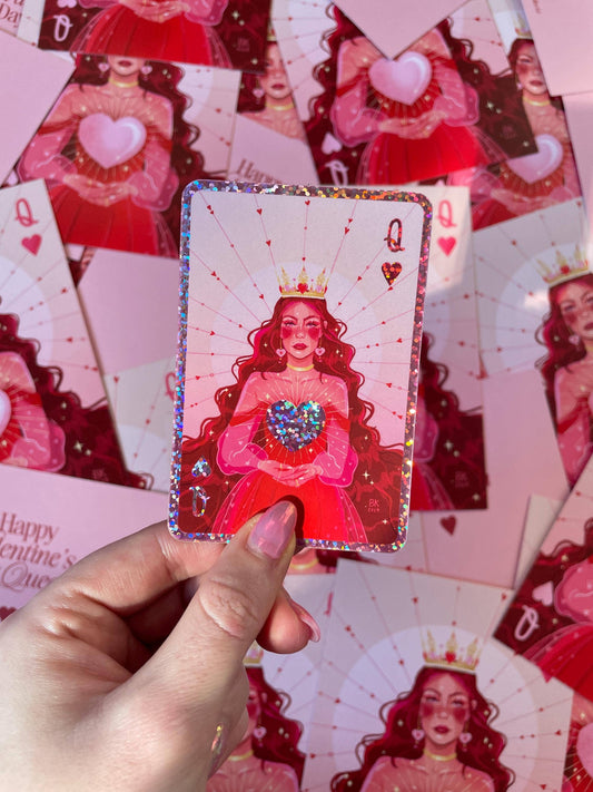Queen of Hearts Glitter (Glossy Vinyl Sticker)