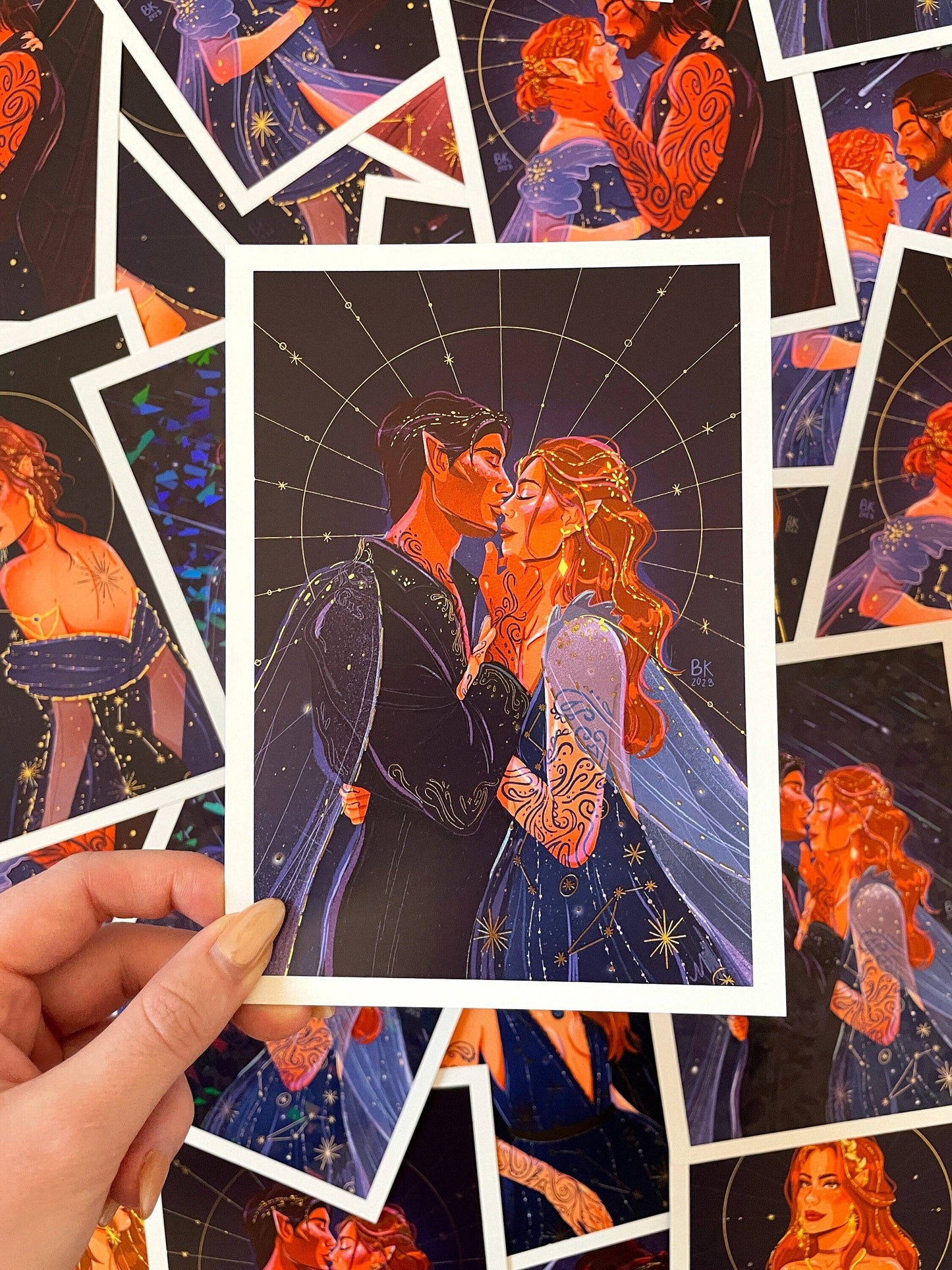 Feyre & Rhys - Gold Foil - ACOTAR Inspired (Art Print)