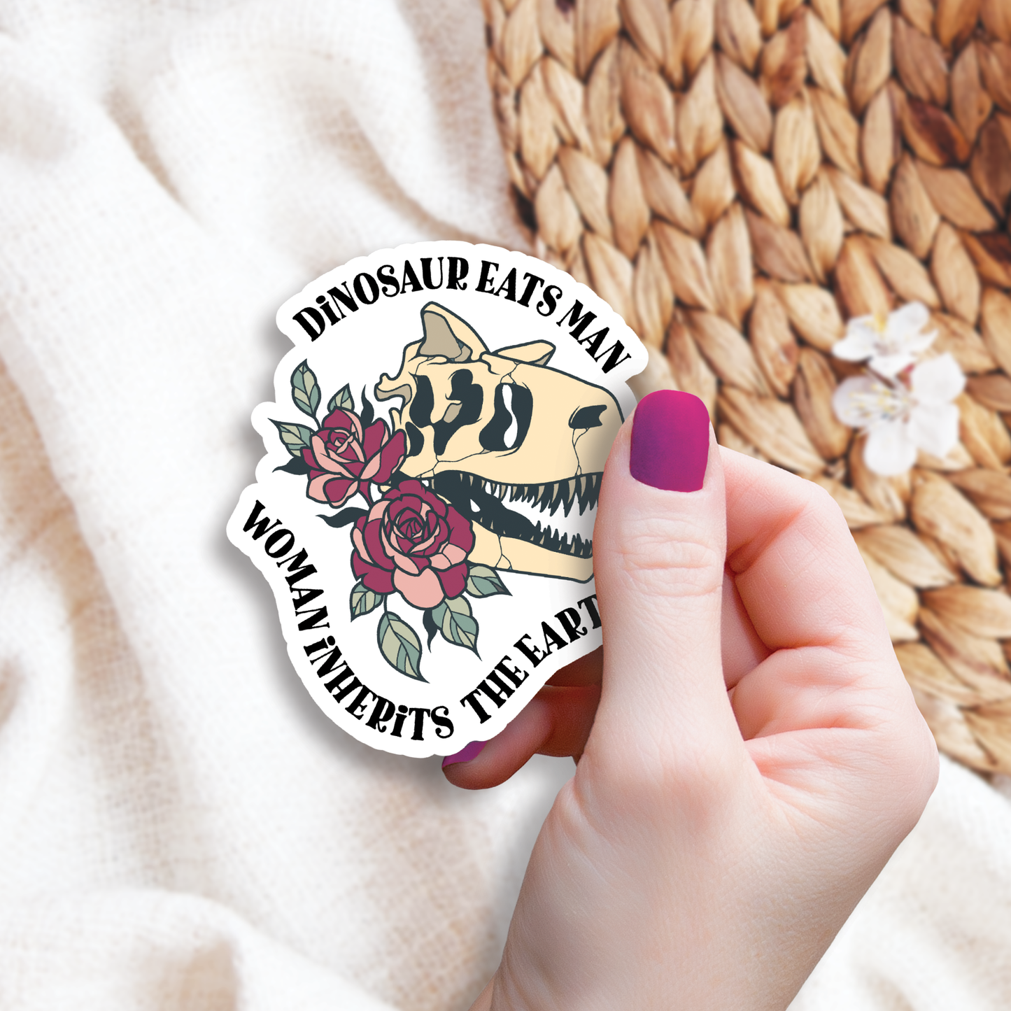 Dinosaur Eats Man, Woman Inherits the Earth (Vinyl Sticker)