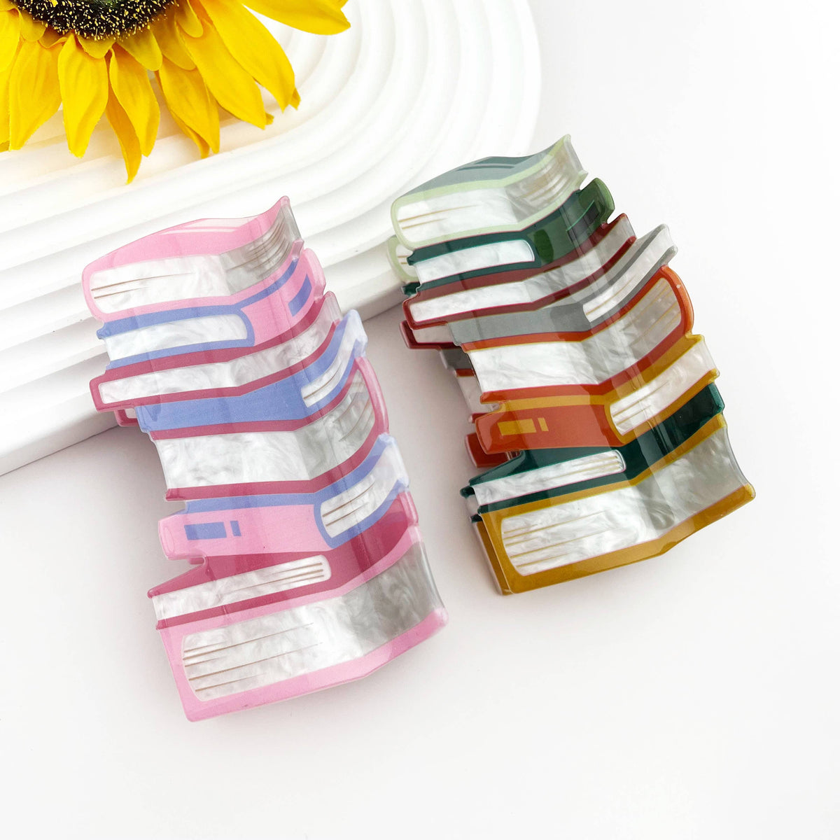 Large Book Stack Print Hair Claw Clip for Book Lovers