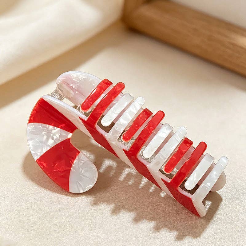 Christmas Tree and Candy Cane Hair Claw Clip