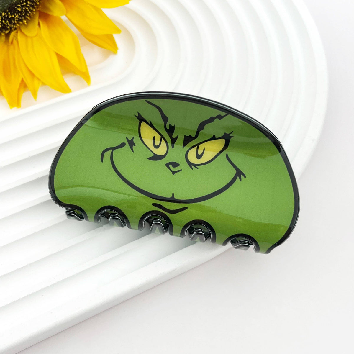 Christmas Green Monster Holiday Print Hair Claw Clip