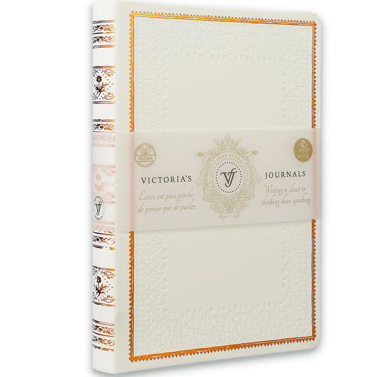 Victoria's Journals Antique Style Journal (Hard Cover) (White Lily)