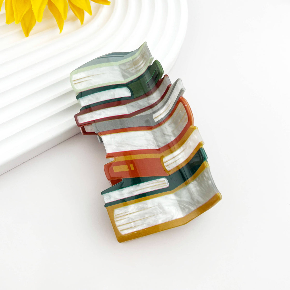 Large Book Stack Print Hair Claw Clip for Book Lovers