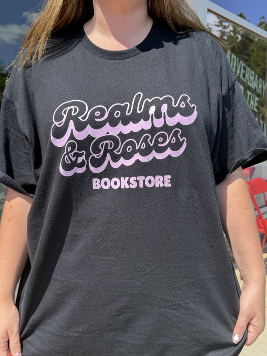 Realms and Roses Branded Monochromatic T-Shirt (Black)