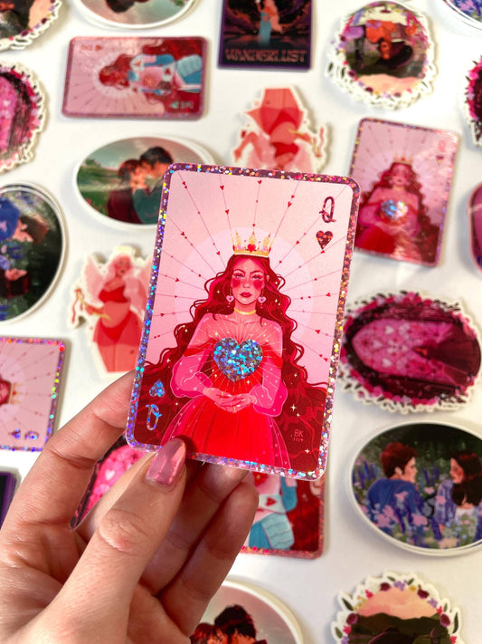 Queen of Hearts Glitter (Glossy Vinyl Sticker)