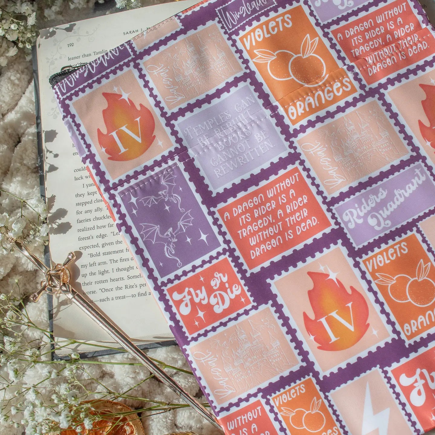 Fourth Wing Stamps - Water Resistant XL (E-Reader/Book/Tablet Sleeve)
