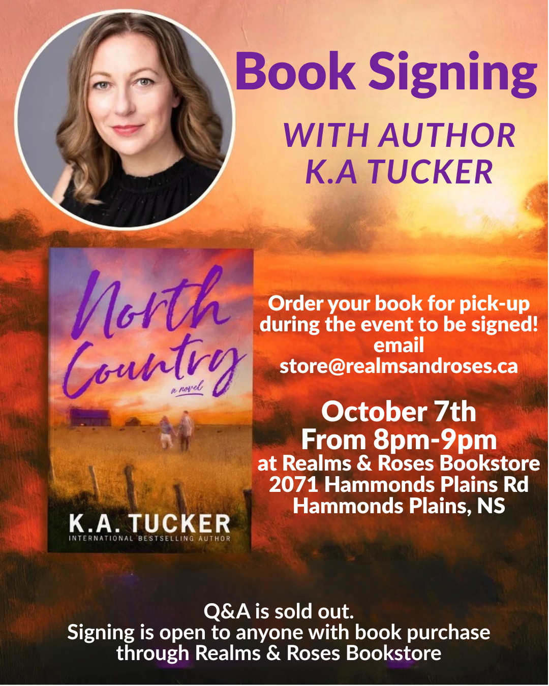 Book Signing with K.A Tucker (No Ticket Necessary)