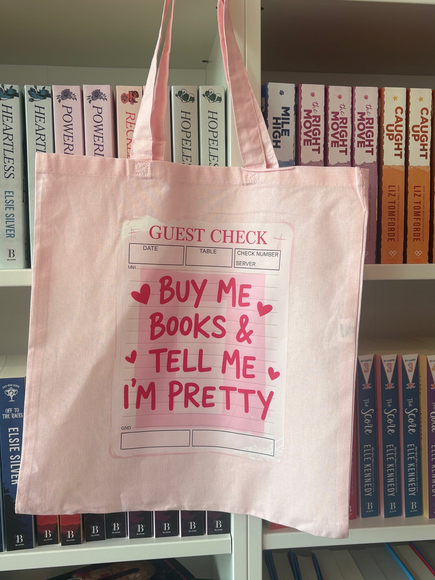 "Buy Me Books & Tell Me I'm Pretty" (Tote Bag) - Pink