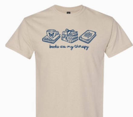 My Book Are My Therapy - T Shirt (Sand)