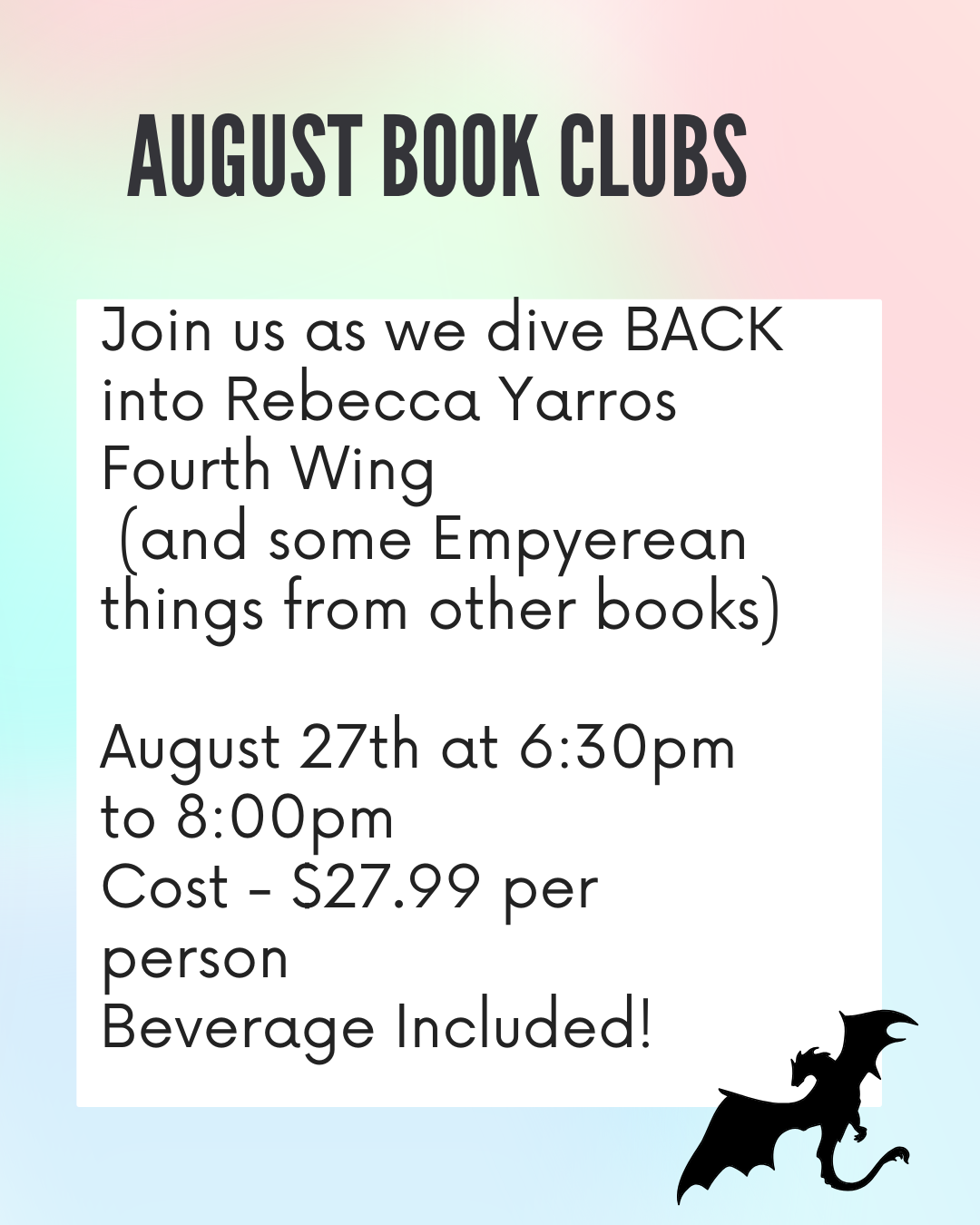 August Book Club - Fourth Wing Re-Read (and Empyrean Related Convo) - August 27th, 2026